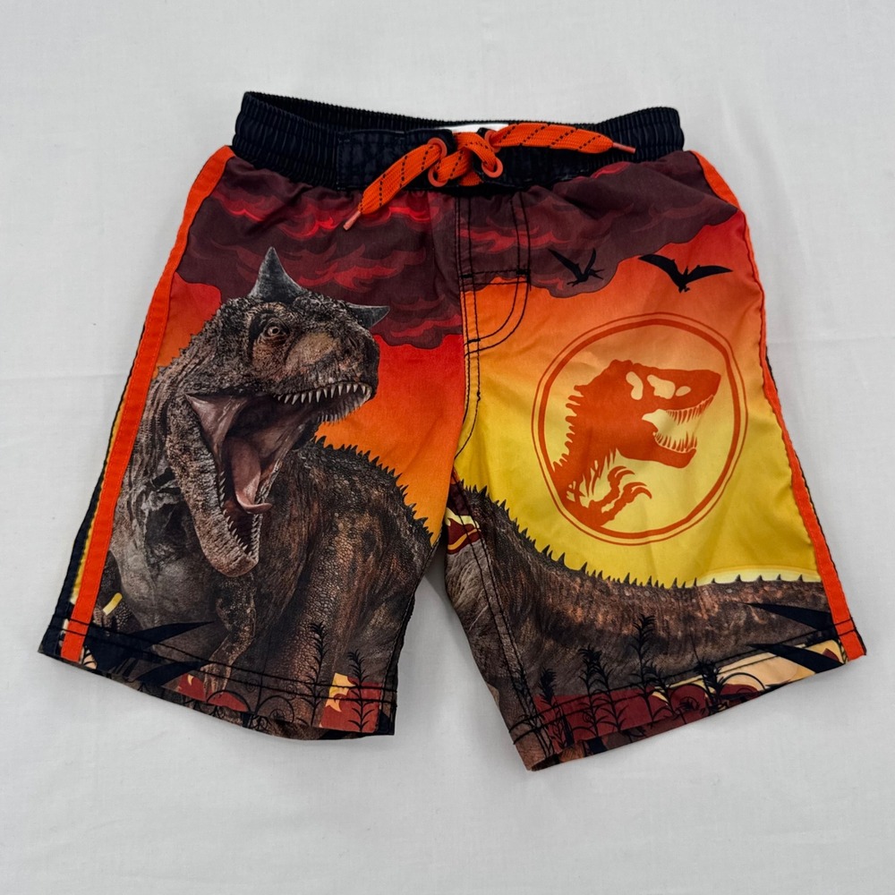 Jurassic World Boys Swim Trunks T-Rex Dinosaur Board Shorts Size 4/5  Universal